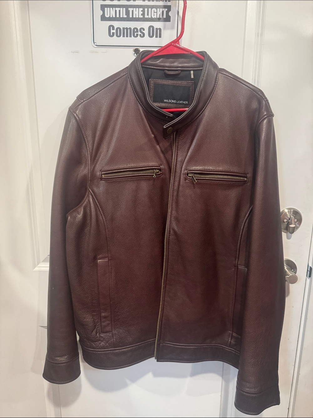 Wilsons Leather Men's Dark Brown Leather Bomber Jacket XL